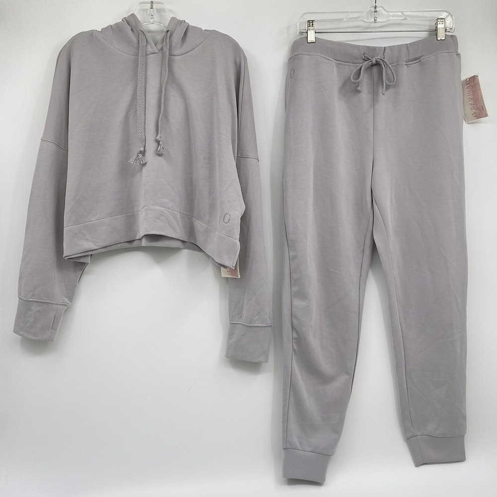 AS Revival Light Gray Boxy Hoodie and Joggers Set | Large, Modal-Blend Pullover